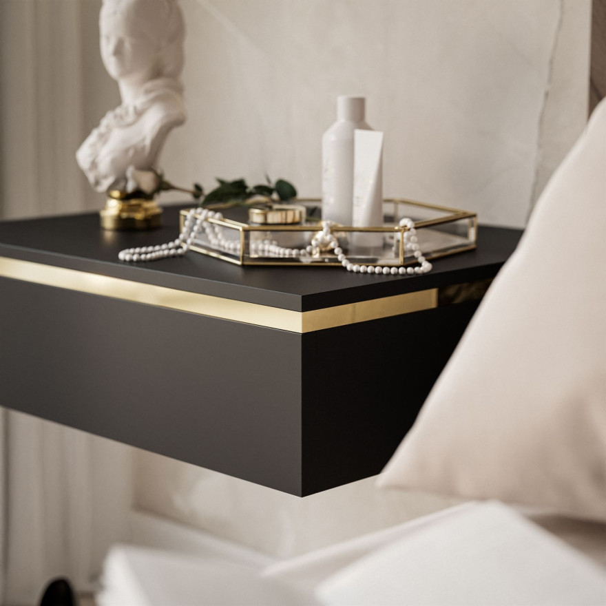 Stolik nocny AURORA wiszący czarny mat