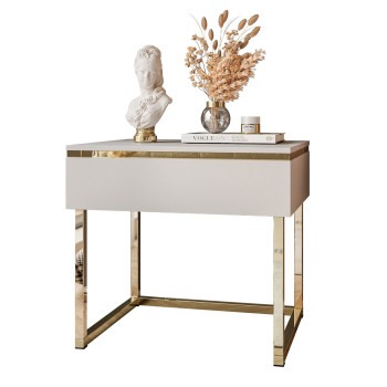 Stolik nocny AURORA na złotym stelażu kaszmir