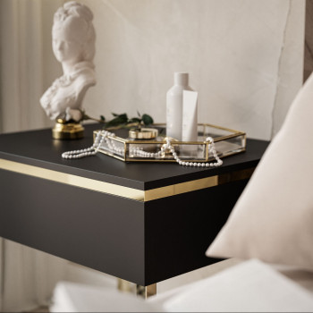 Stolik nocny AURORA na złotym stelażu czarny mat