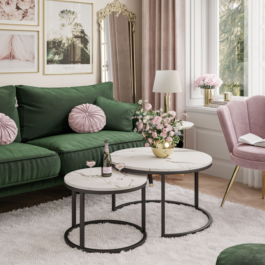 Stolik kawowy okrągły CORRIE 2w1