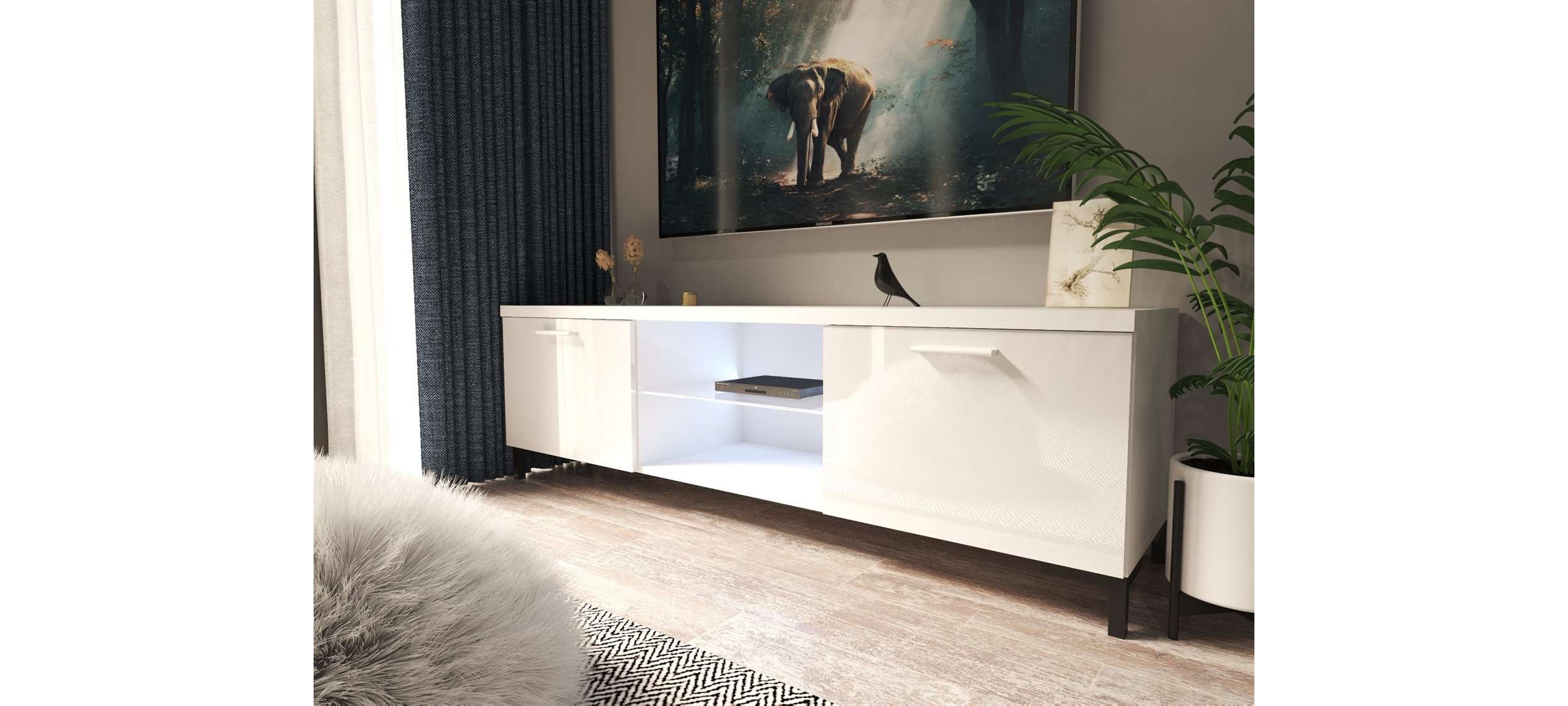 Szafka RTV 13W połysk z oświetleniem