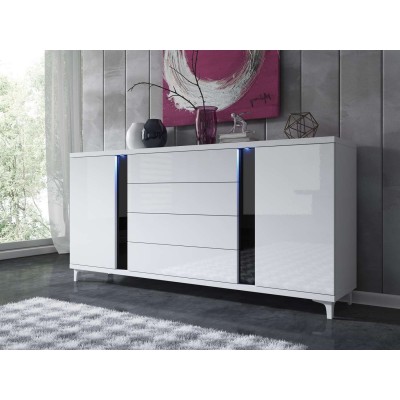Komoda MARCO 180 z oświetleniem LED biały połysk