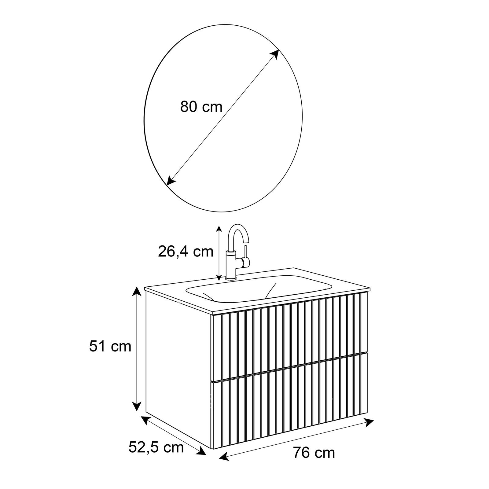 Szafka łazienkowa wisząca ESPEJO 76 cm z lustrem