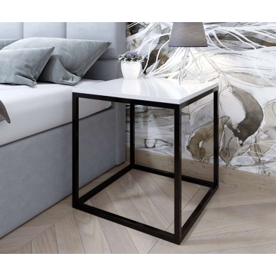 Stolik nocny YOSHI biały czarny połysk GOTOWE