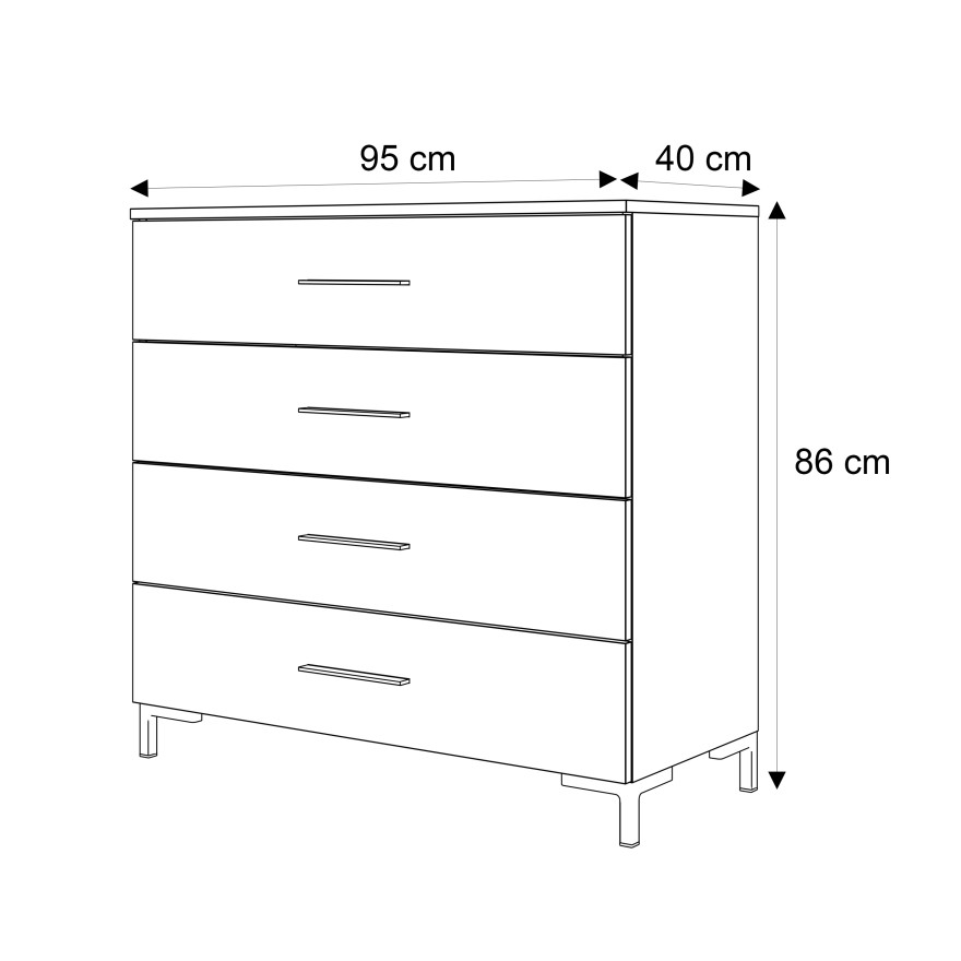 Komoda LINA KASZMIR 4S z szufladami i oświetleniem LED
