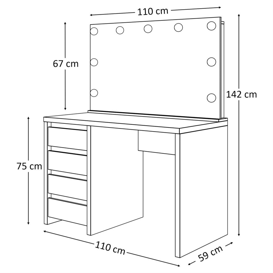Toaletka kosmetyczna z lustrem GLAMOUR ELITE