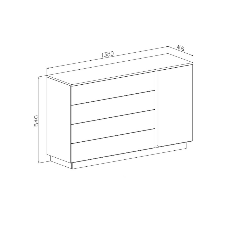 Komoda LINA II 1D4S z oświetleniem LED
