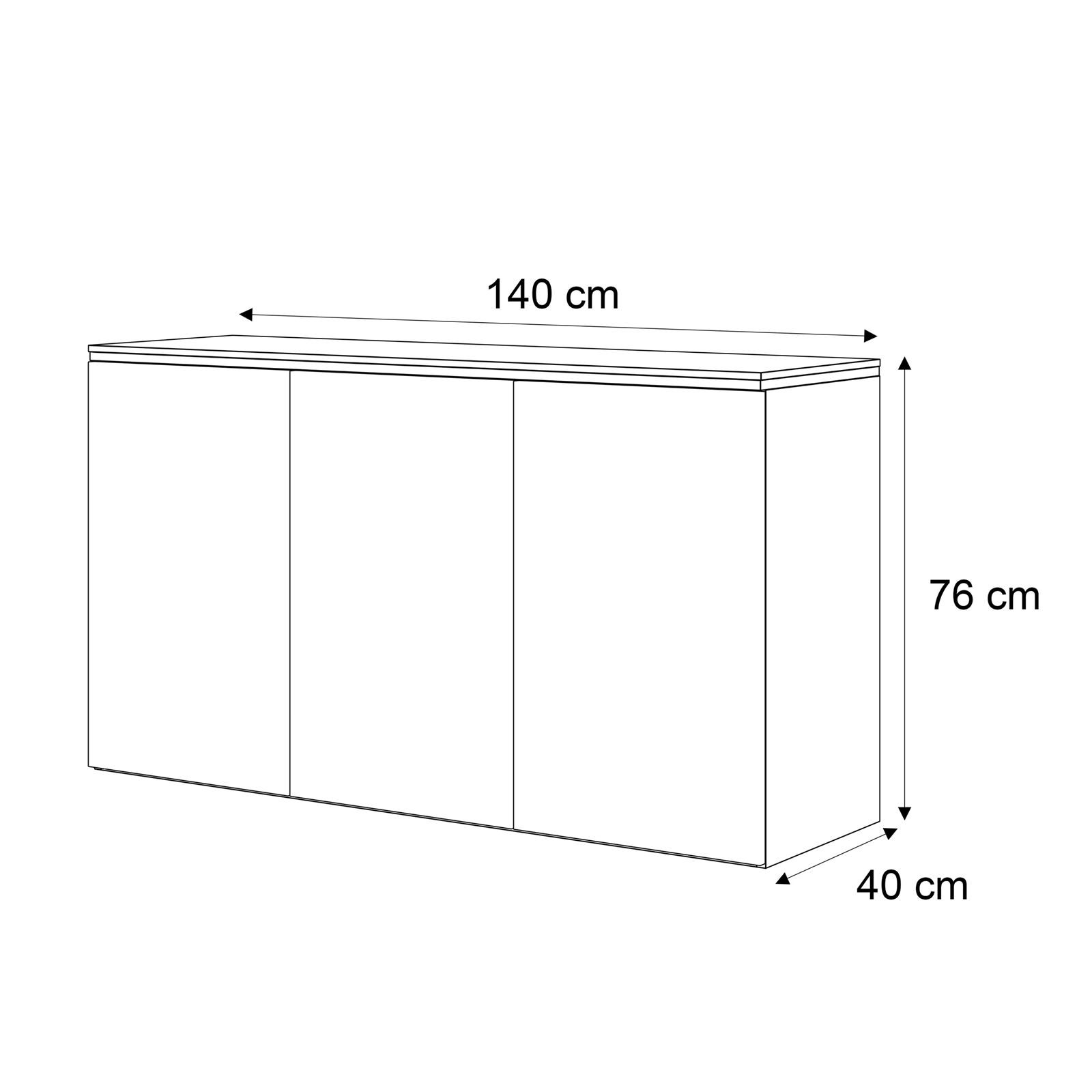 Komoda trzydrzwiowa AURORA SILVER 3D