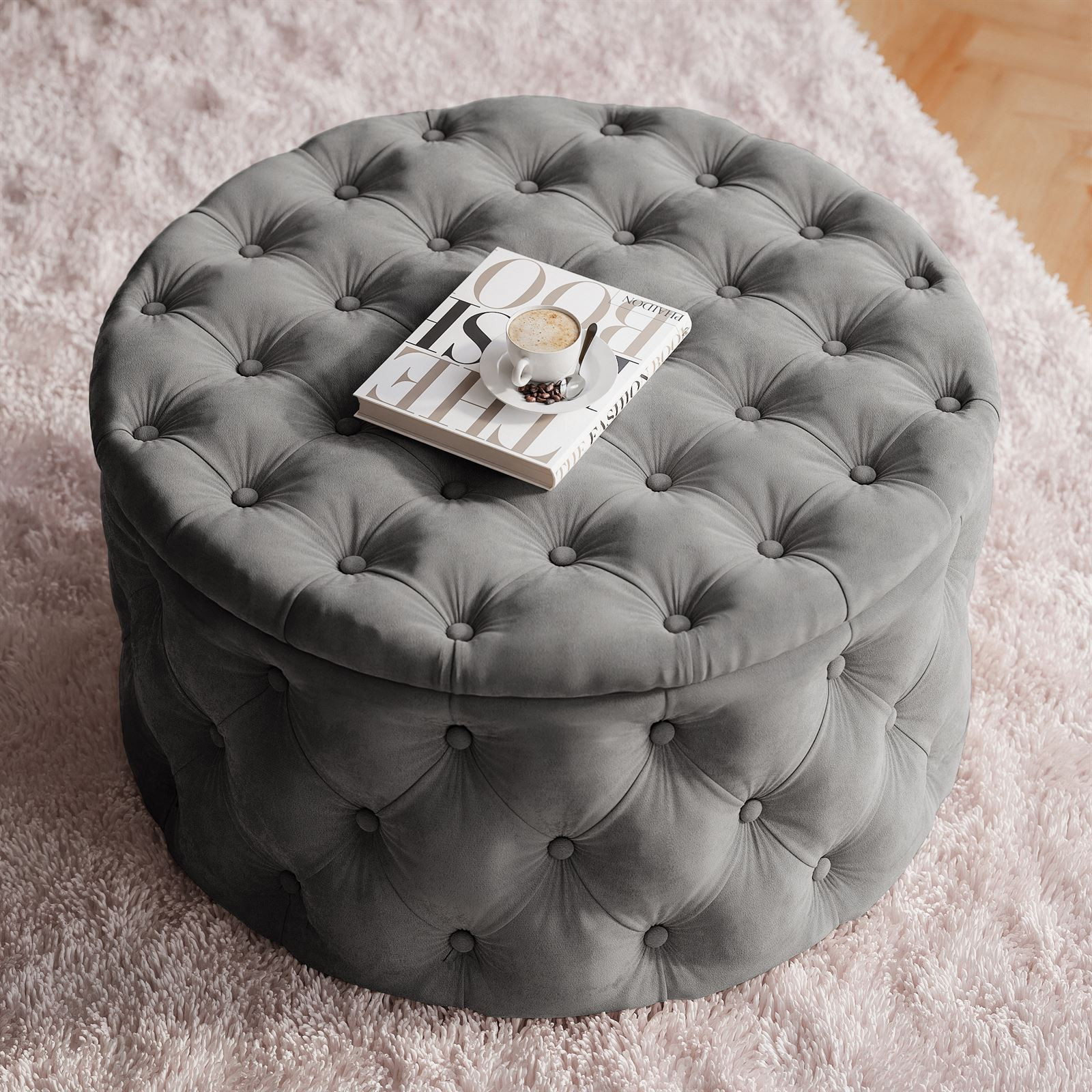 Okrągła pufa pikowana CHESTERFIELD 70 cm