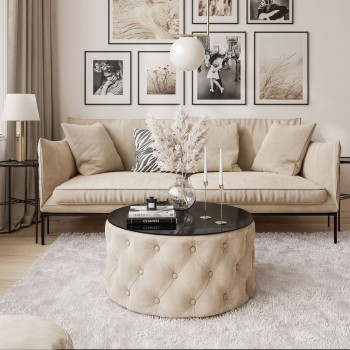 Okrągła ława tapicerowana CHESTERFIELD 70 cm