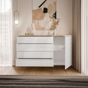 Komoda z szufladami AURORA BIAŁY POŁYSK 4S1D