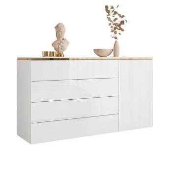 Komoda z szufladami AURORA BIAŁY POŁYSK 4S1D