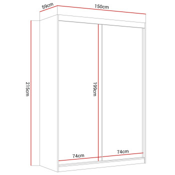 Szafa przesuwna CAMARO II PLUS KASZMIR z lustrem 150 cm