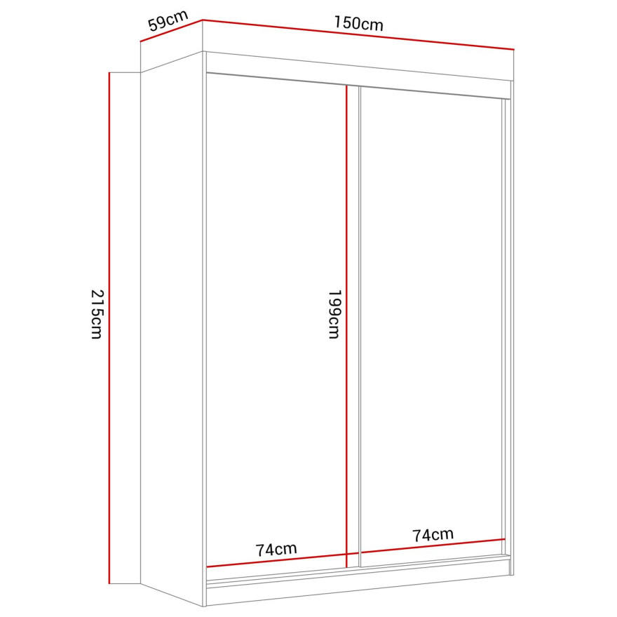 Szafa przesuwna CAMARO II PLUS KASZMIR z lustrem 150 cm