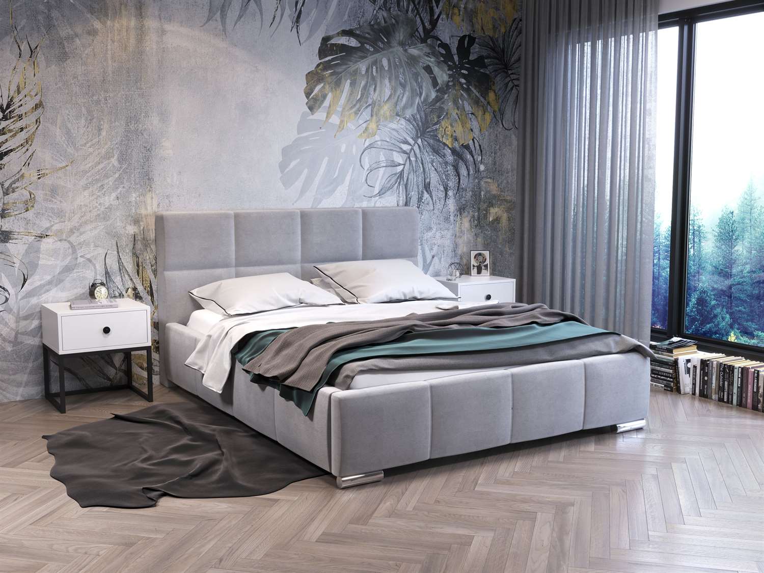 Łóżko tapicerowane SARA z pojemnikiem 180x200 Jasmine 90